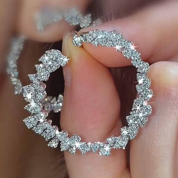 Louily Sparkle Round Cut Women's Hoop Earrings In Sterling Silver