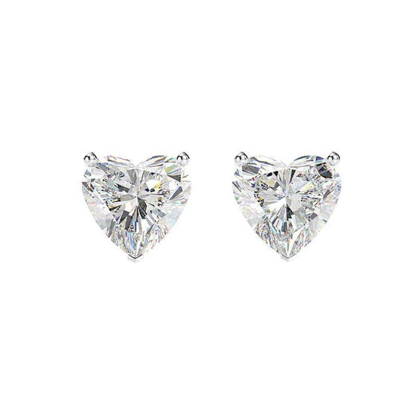 Louily Sterling Silver Classic Heart Cut Stud Earrings