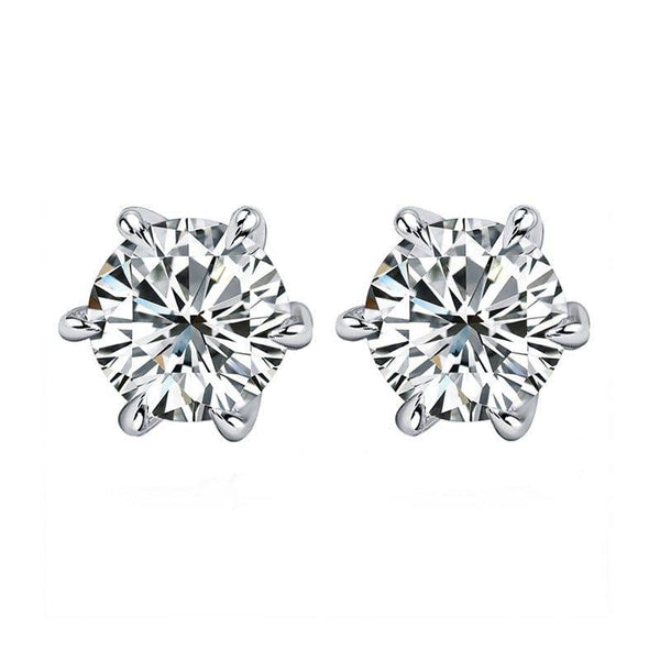 Louily Sterling Silver Classic Round Cut Earring