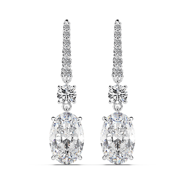 Louily Sterling Silver Luxury Oval Cut Drop Earrings