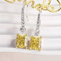 Louily Sterling Silver Luxury Radiant Cut Yellow Sapphire Drop Earrings - louilyjewelry