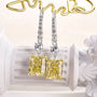 Louily Sterling Silver Luxury Radiant Cut Yellow Sapphire Drop Earrings - louilyjewelry