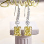 Louily Sterling Silver Luxury Radiant Cut Yellow Sapphire Drop Earrings - louilyjewelry