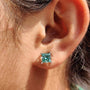 Louily Stunning Square Princess Cut Paraiba Tourmaline Stud Earrings In Sterling Silver - louilyjewelry