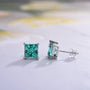 Louily Stunning Square Princess Cut Paraiba Tourmaline Stud Earrings In Sterling Silver - louilyjewelry
