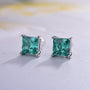 Louily Stunning Square Princess Cut Paraiba Tourmaline Stud Earrings In Sterling Silver - louilyjewelry