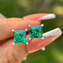 Louily Stunning Square Princess Cut Paraiba Tourmaline Stud Earrings In Sterling Silver - louilyjewelry
