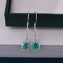 Louily Stunning Round Cut Paraiba Tourmaline Drop Earrings In Sterling Silver - louilyjewelry