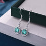 Louily Stunning Round Cut Paraiba Tourmaline Drop Earrings In Sterling Silver - louilyjewelry
