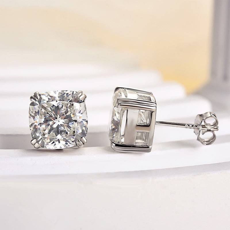 Louily Stunning Sterling Silver Cushion Cut Stud Earrings for Women - louilyjewelry