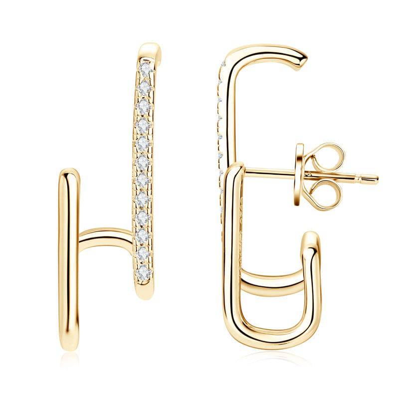 Louily Moissanite Stylish Geometric Stud Earrings - louilyjewelry