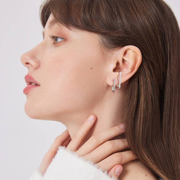 Louily Stylish Geometric Moissanite Stud Earrings