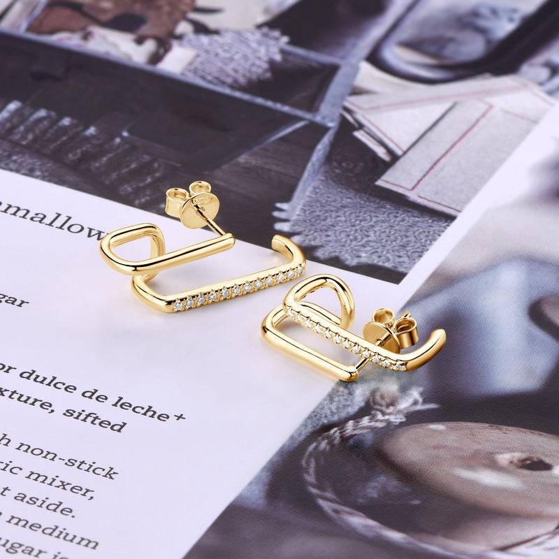 Louily Moissanite Stylish Geometric Stud Earrings - louilyjewelry