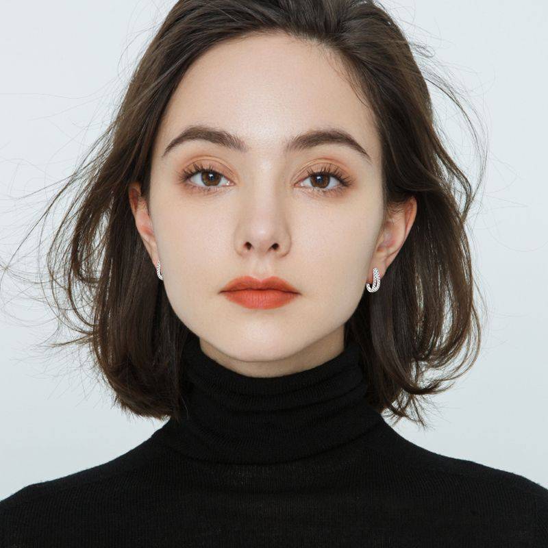 Louily Unique Moissanite U-shaped Round Cut Earrings In Sterling Silver - louilyjewelry