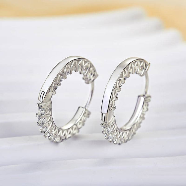 Louily White Gold Classic Hoop Earrings In Sterling Silver