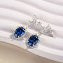 Vintage Halo Oval Cut Blue Sapphire Women's Earrings In Sterling Silver - louilyjewelry