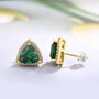 Louily Elegant Yellow Gold Trillion Cut Emerald Green Earrings In Sterling Silver - louilyjewelry