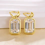 Louily Special Yellow Gold Bezel Emerald Cut Women's Earrings In Sterling Silver - louilyjewelry