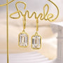 Louily Special Yellow Gold Bezel Emerald Cut Women's Earrings In Sterling Silver - louilyjewelry