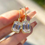 Louily Special Yellow Gold Bezel Emerald Cut Women's Earrings In Sterling Silver - louilyjewelry