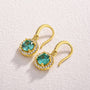 Louily Stunning Yellow Gold Halo Round Cut Paraiba Tourmaline Drop Earrings In Sterling Silver - louilyjewelry