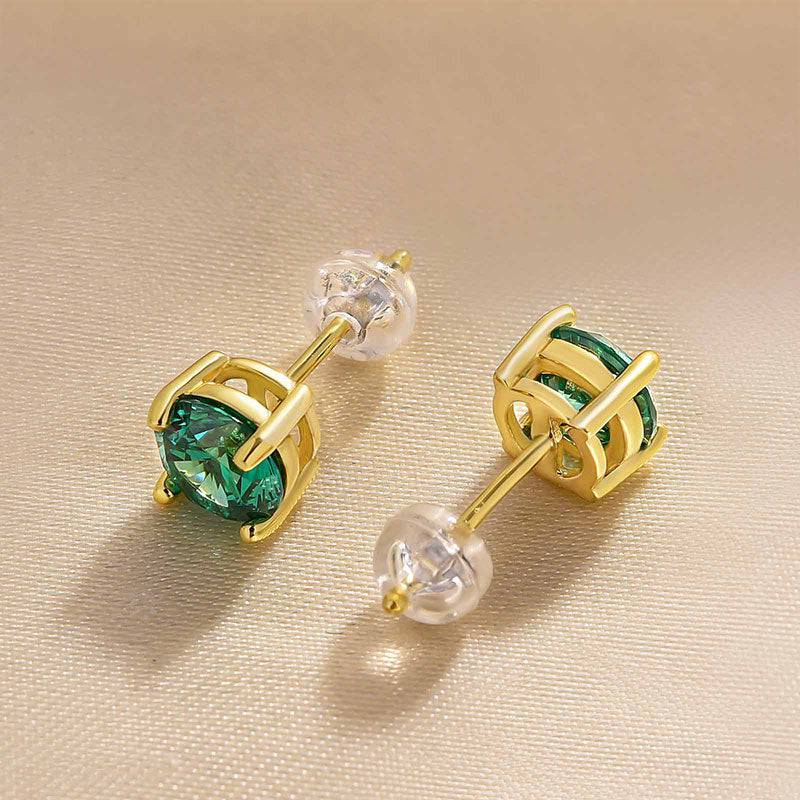 Louily Stunning Yellow Gold Round Cut Paraiba Tourmaline Earrings In Sterling Silver - louilyjewelry