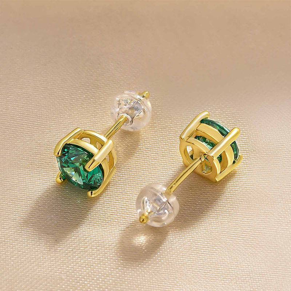Louily Stunning Yellow Gold Round Cut Paraiba Tourmaline Earrings In Sterling Silver