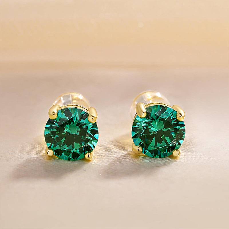 Louily Stunning Yellow Gold Round Cut Paraiba Tourmaline Earrings In Sterling Silver - louilyjewelry