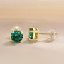 Louily Stunning Yellow Gold Round Cut Paraiba Tourmaline Earrings In Sterling Silver - louilyjewelry