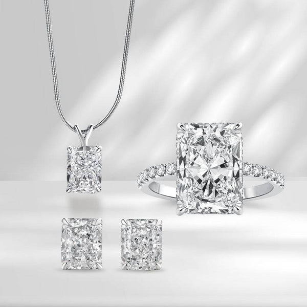 Louily Classic Crushed Ice Radiant Cut 3PC Jewelry Set