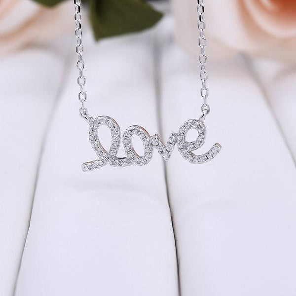 Louily Classic Pave Letter love Cut 2PC Jewelry Set