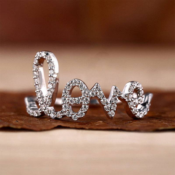 Louily Classic Pave Letter love Cut 2PC Jewelry Set