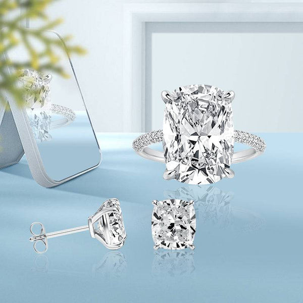 Louily Excellent Crushed Ice Cushion Cut 2PC Jewelry Set