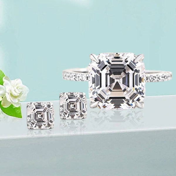 Louily Lovely Asscher Cut 2PC Jewelry Set