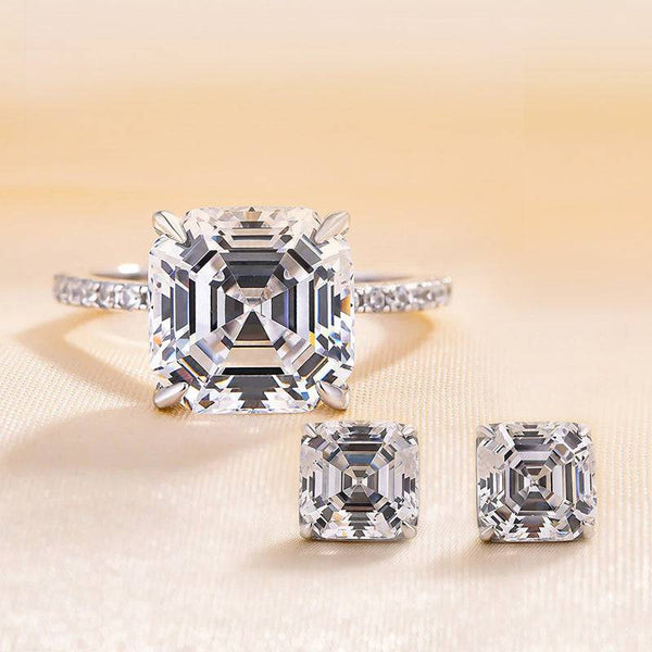 Louily Lovely Asscher Cut 2PC Jewelry Set