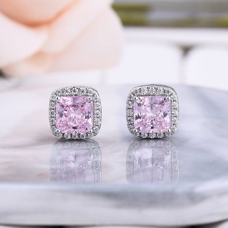 Louily Elegant Pink Sapphire Simulated Diamond 2PC Jewelry Set In Sterling Silver - louilyjewelry
