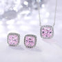 Louily Elegant Pink Sapphire Simulated Diamond 2PC Jewelry Set In Sterling Silver - louilyjewelry