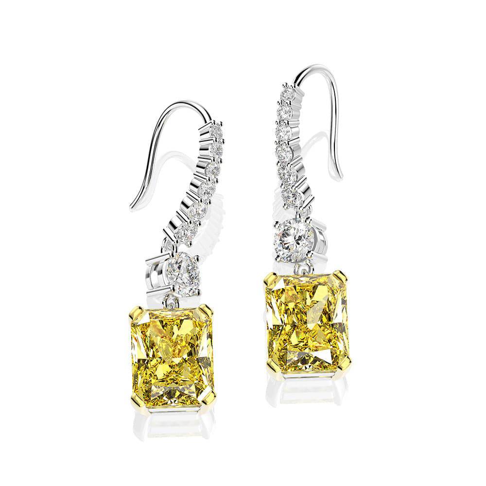 Louily Elegant Radiant Cut Yellow Sapphire 2PC Jewelry Set In Sterling Silver - louilyjewelry