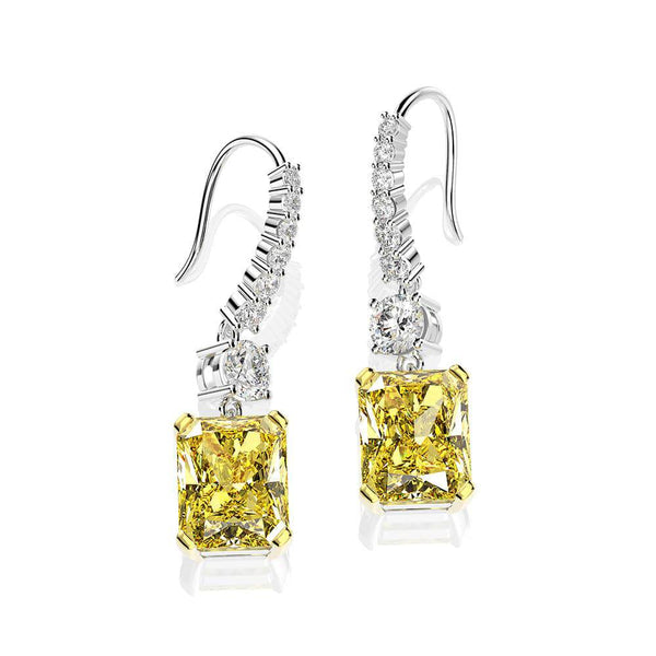 Louily Elegant Radiant Cut Yellow Sapphire 2PC Jewelry Set In Sterling Silver