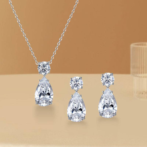 Louily Gorgeous Pear Cut 2PC Jewelry Set
