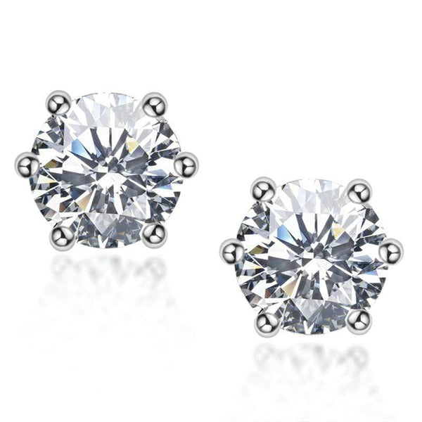 Louily Moissanite 6 Prong Round Cut 2PC Jewelry Set