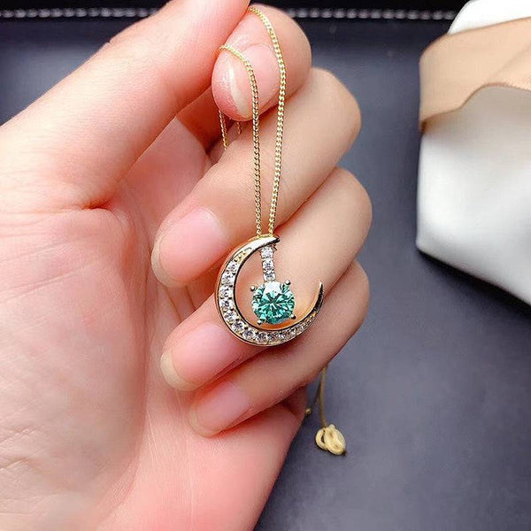 Louily Stunning Yellow Gold Halo Round Cut Paraiba Tourmaline 2PC Jewelry Set In Sterling Silver