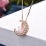 Louily Rose Gold Moon Design Opal Pendant Necklace In Sterling Silver - louilyjewelry