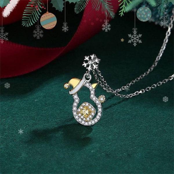 Louily Christmas Snowman Yellow Stone Necklace
