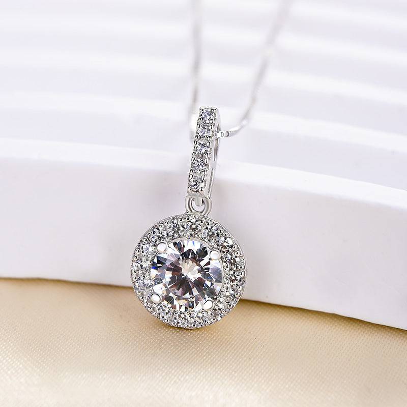 Louily Classic Round Cut Women's Necklace In Sterling Silver - louilyjewelry