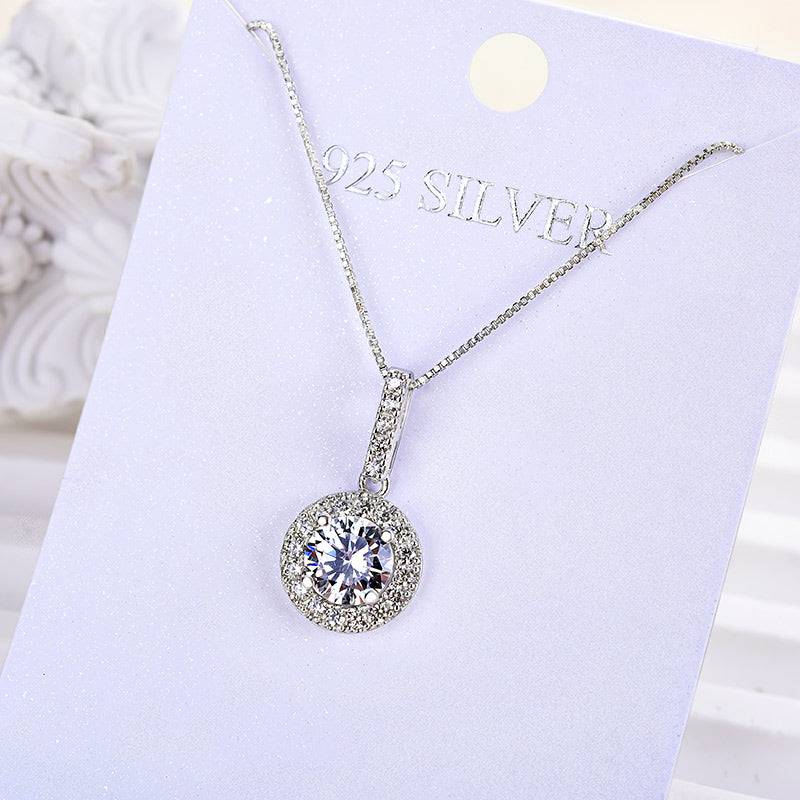 Louily Classic Round Cut Women's Necklace In Sterling Silver - louilyjewelry