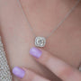 Louily Elegant Halo Cushion Cut Pendant Necklace - louilyjewelry
