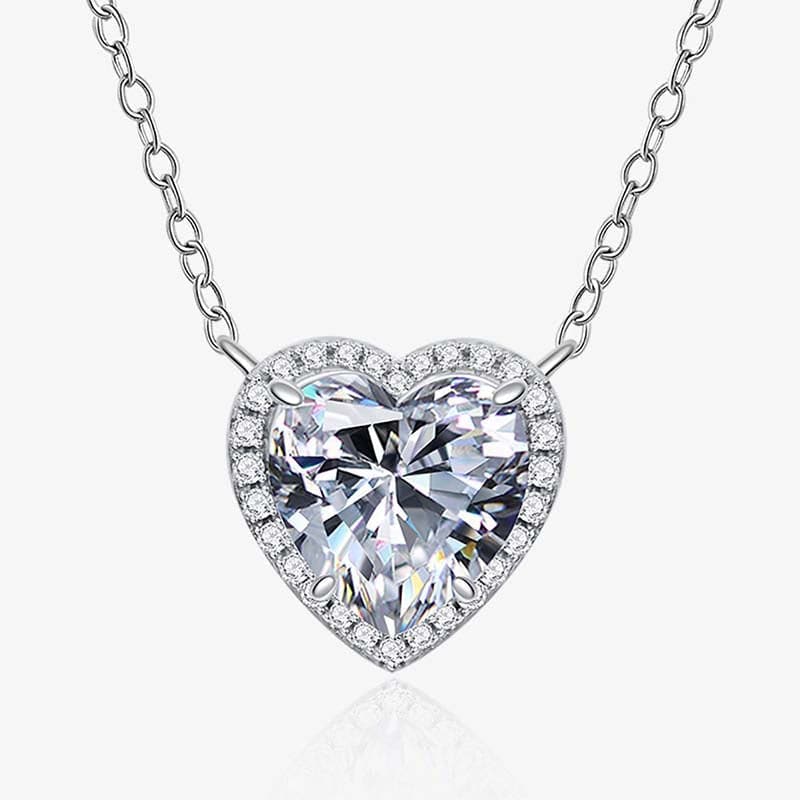Louily Elegant Halo Heart Cut Necklace For Women In Sterling Silver - louilyjewelry