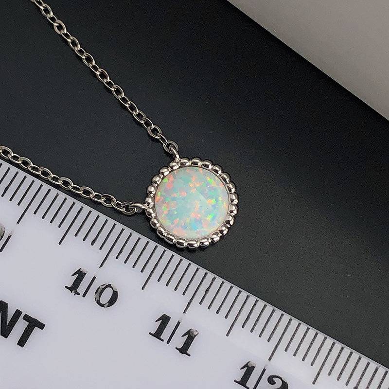 Louily Elegant Halo Round Cut Opal Stone Women's Pendant Necklace In Sterling Silver - louilyjewelry