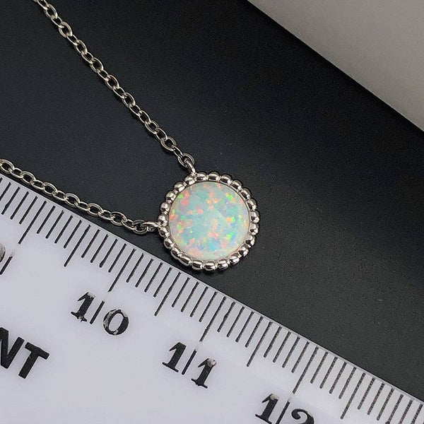 Louily Elegant Halo Round Cut Opal Stone Women's Pendant Necklace In Sterling Silver